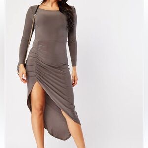 Charlotte Russe Asymmetrical Brown Dress‎